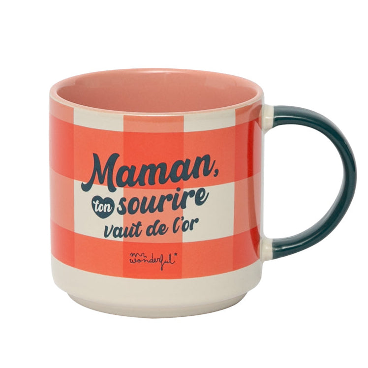 Mug avec message pour les mères en français Mr. Wonderful Fête des Mères - Maman, ton sourire vaut de l'or