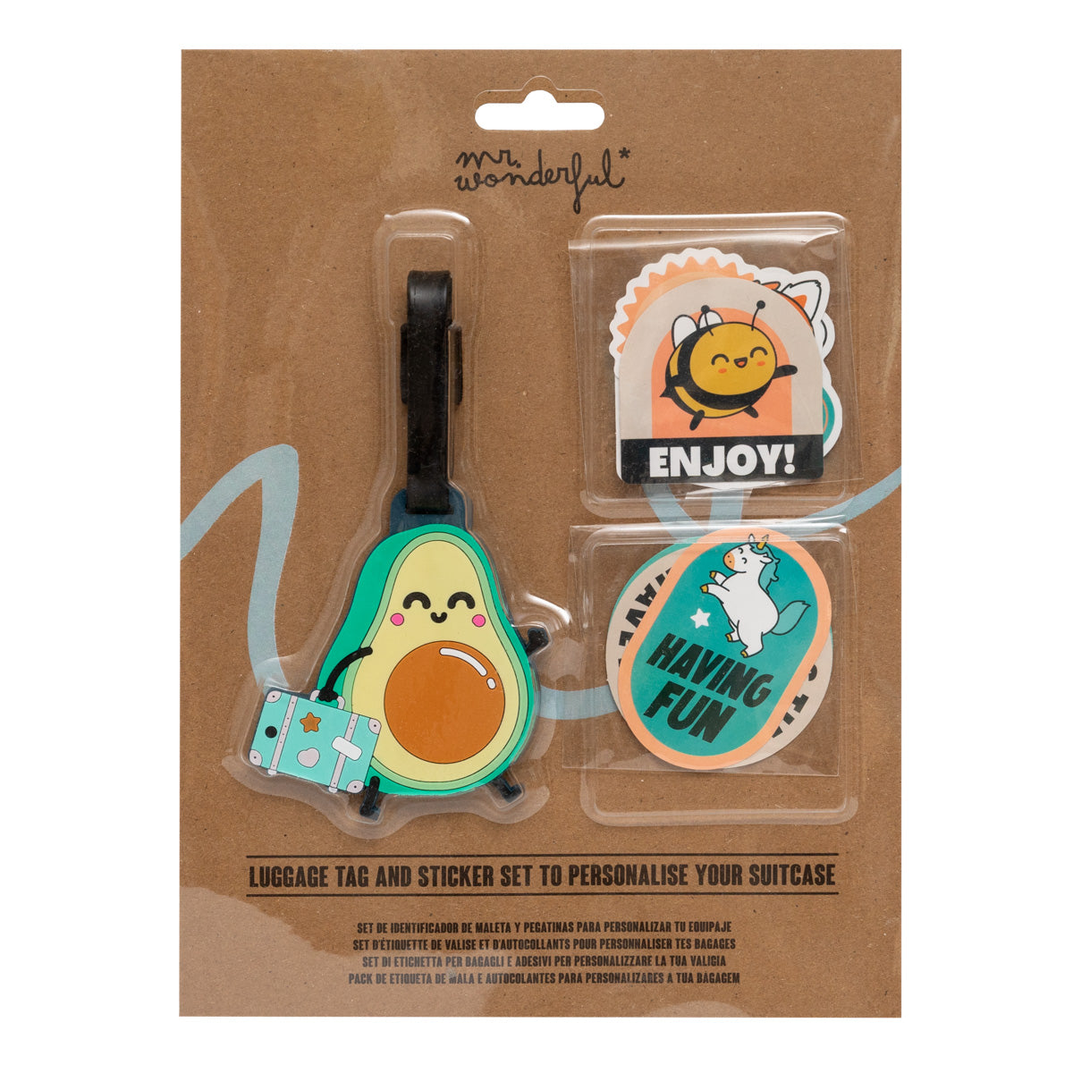 Luggage tag + sticker set - Avocado.