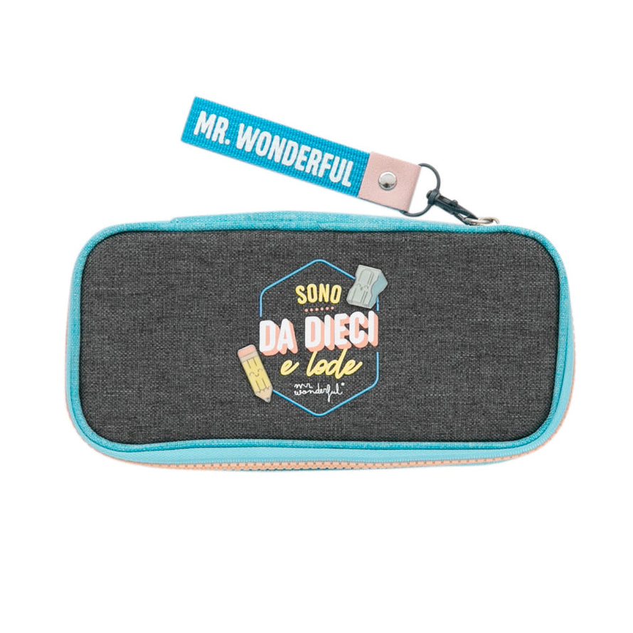 Astuccio scolastico con messaggio in italiano Mr. Wonderful - Sono da dieci e lode