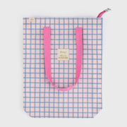 Tote bag blue and pink squares - Hello, sunshine!