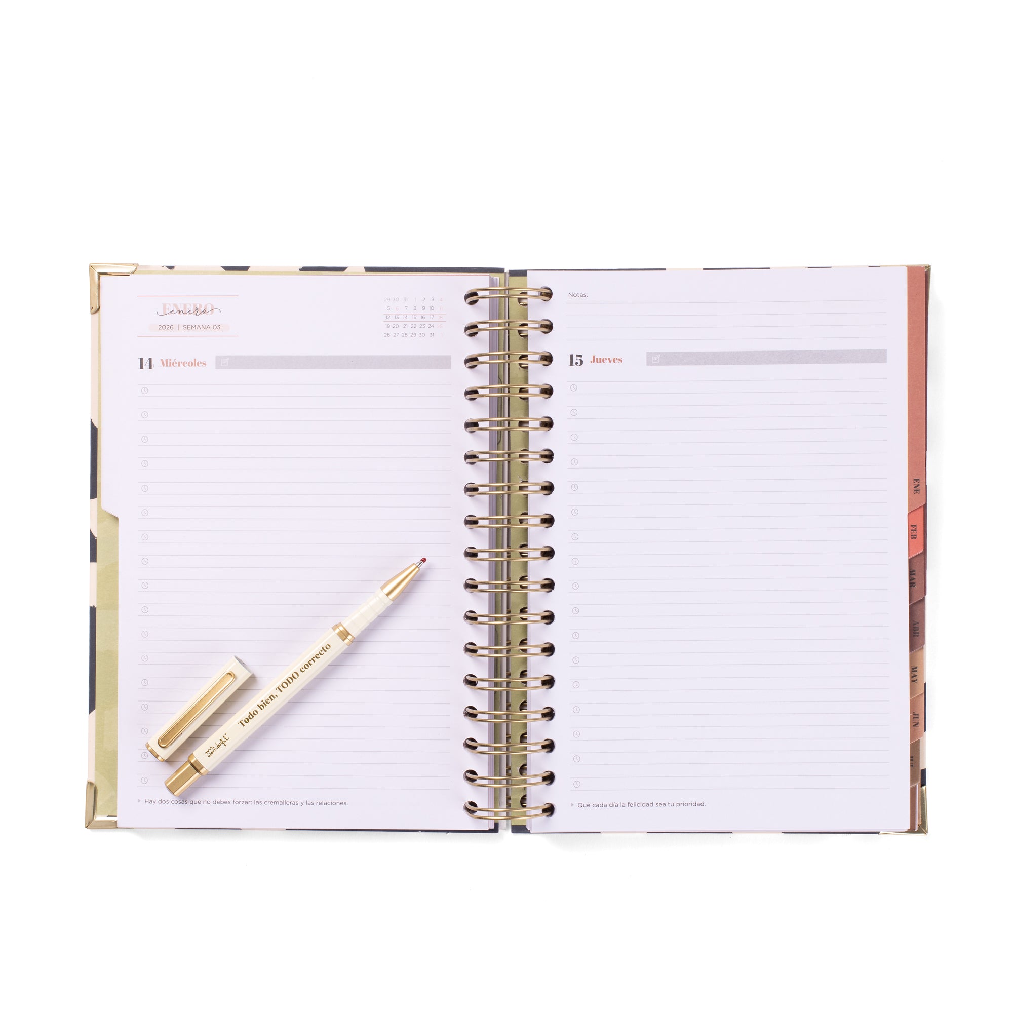 Set de Agenda Office 2025-26 Diaria + boli - Todo bien, todo correcto