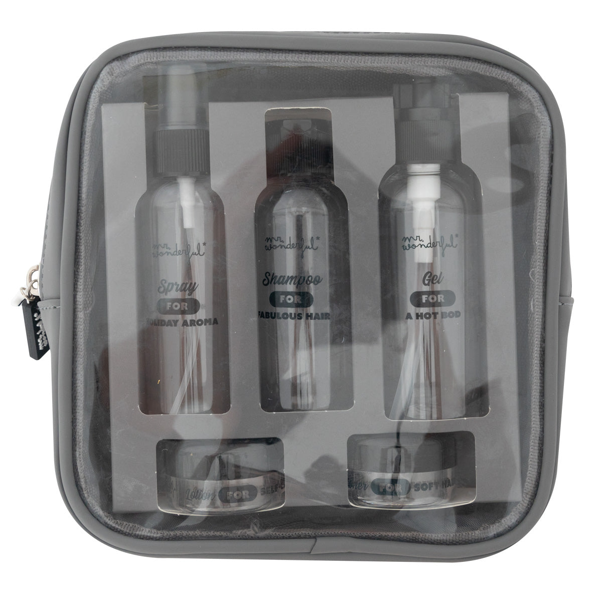 Travel toiletry bag with containers - Grey.