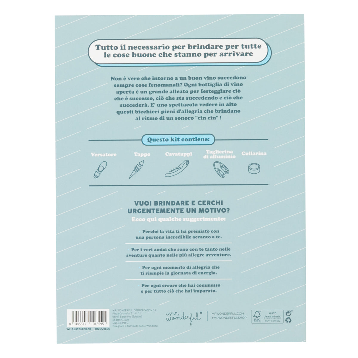 Kit per vino - Un bon vin accanto a te ed è tutto a posto! 