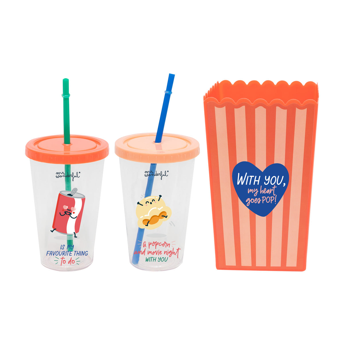 Ensemble de bols à popcorn + 2 gobelets à soda pour les couples du tapis rouge 