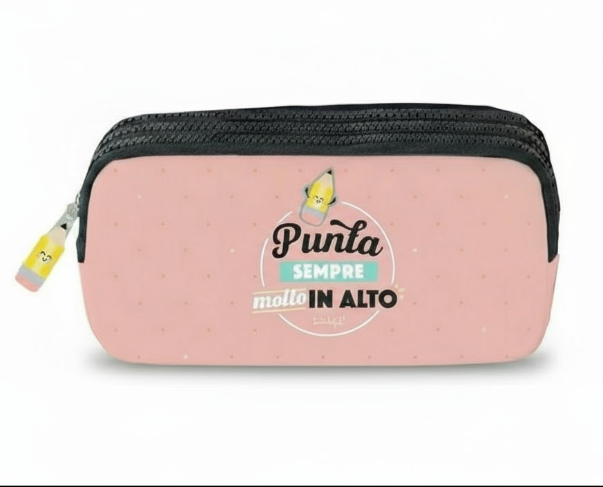 Astuccio triplo scolastico con messaggio Mr. Wonderful - Punta sempre molto in alto