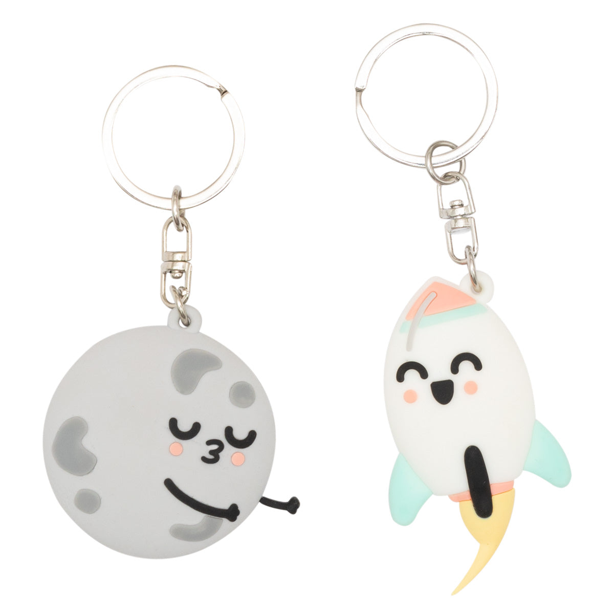 Lot de 2 porte-clés - Planète et fusée 