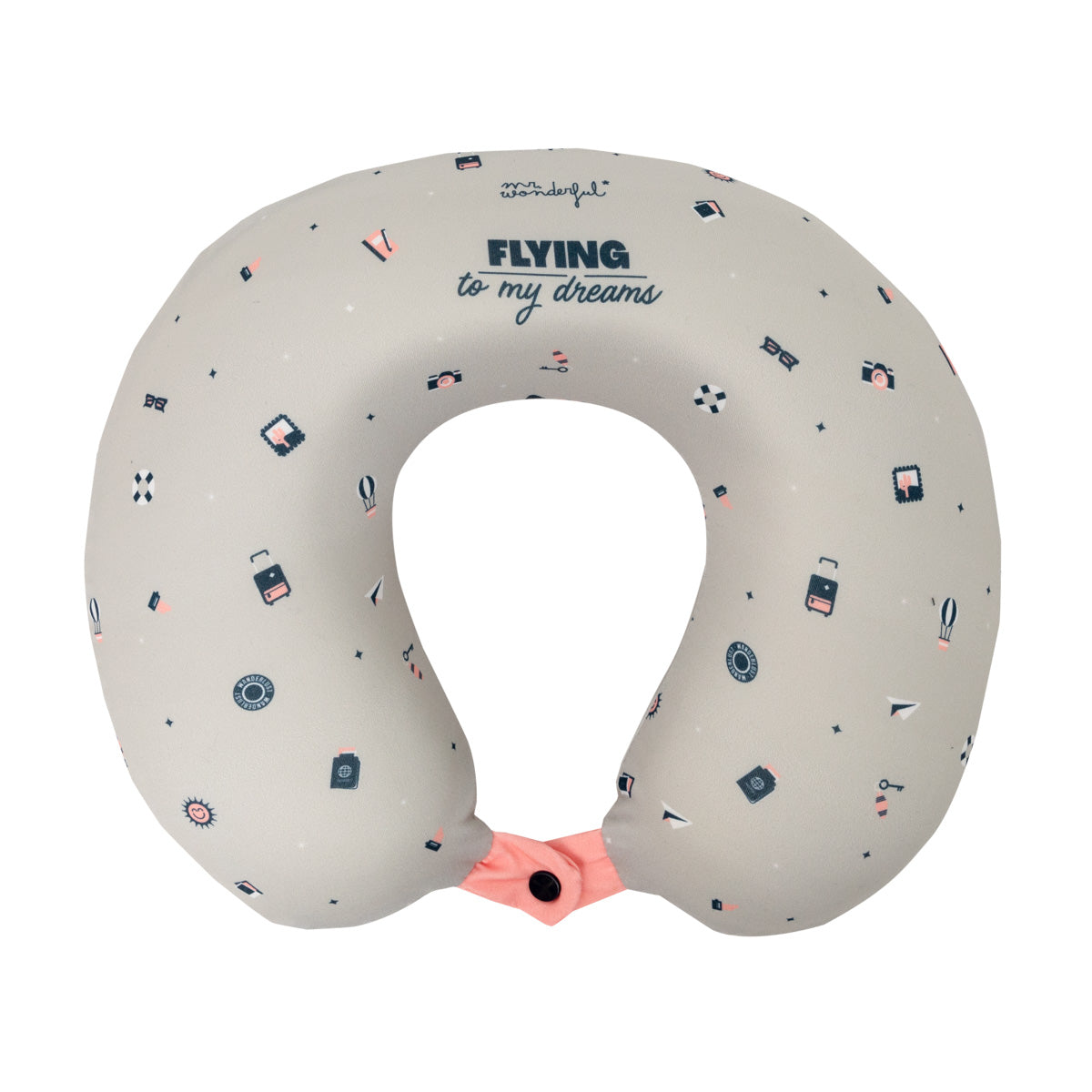Travel pillow with sleep mask Grey - Flying to my dreams.