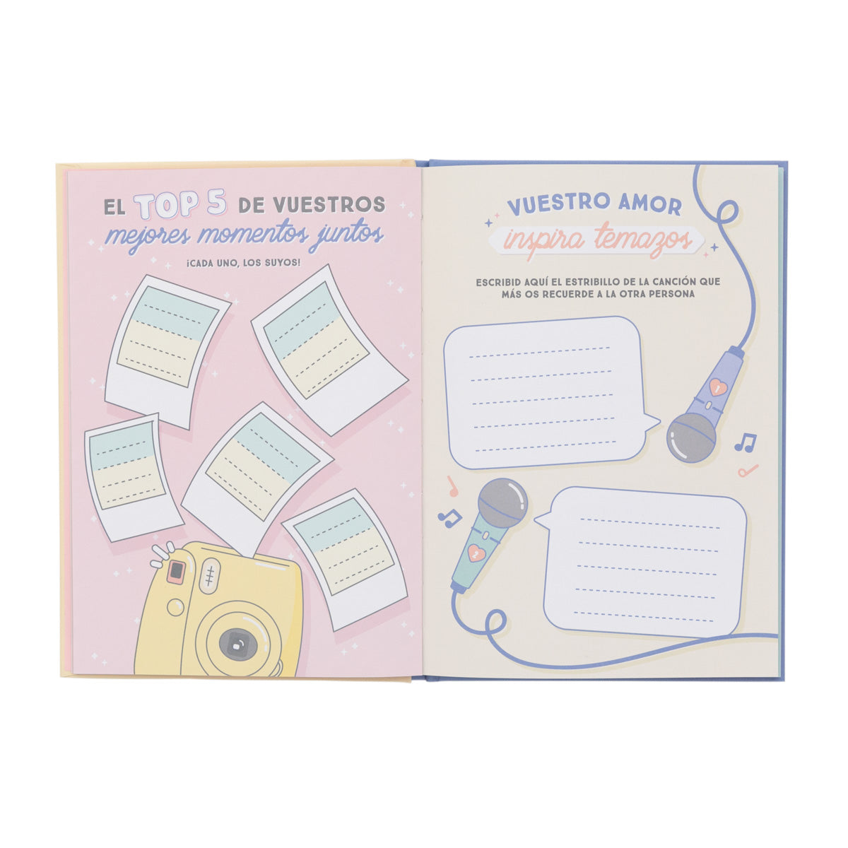 Set de libro rellenable amor + 2 bolis con forma d