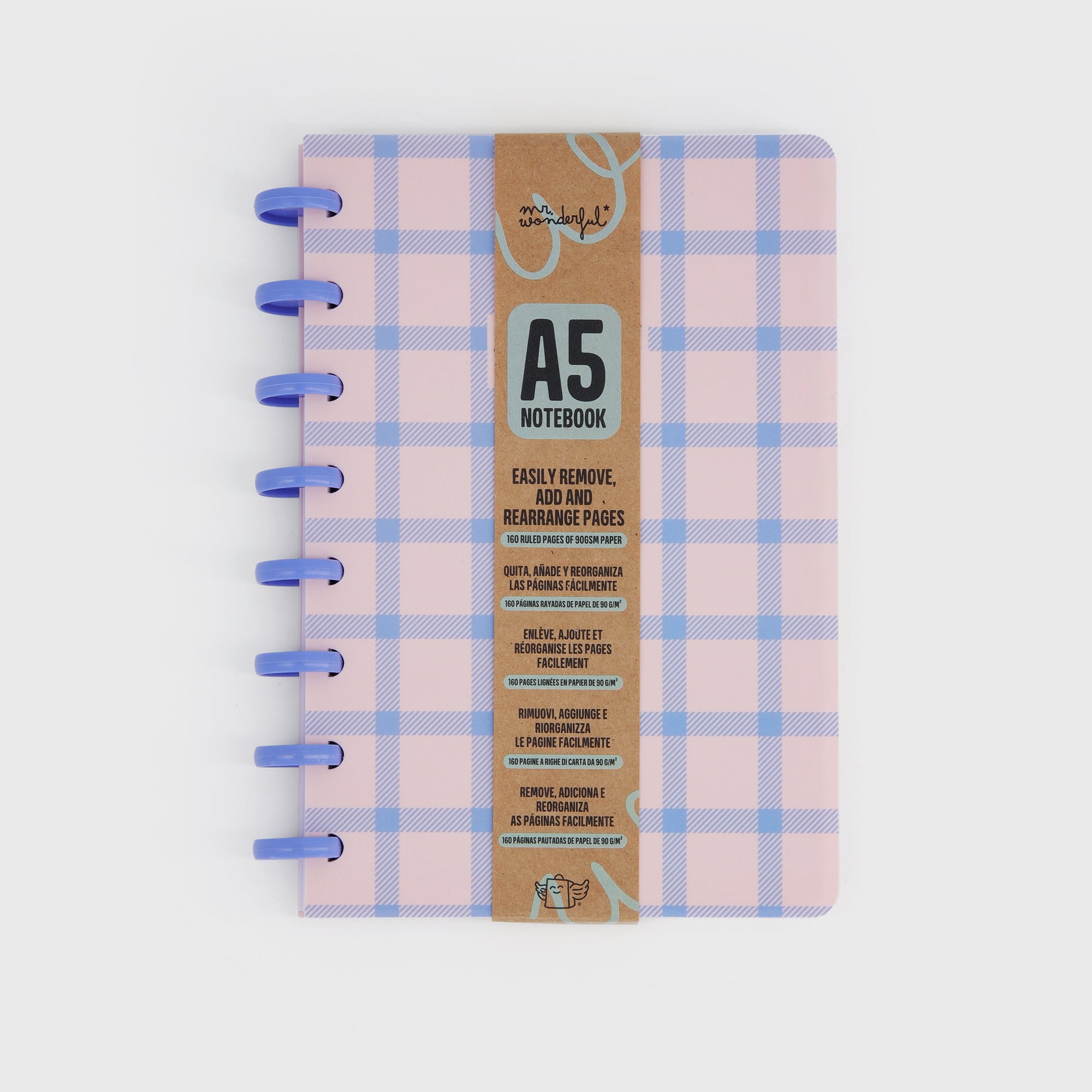 A5 notebook - Blue and pink checks
