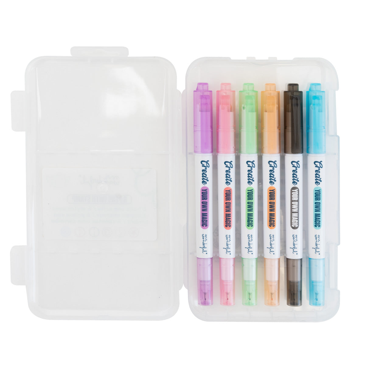 Lot de 6 stylos de couleur avec tampon - Créez votre propre magie 