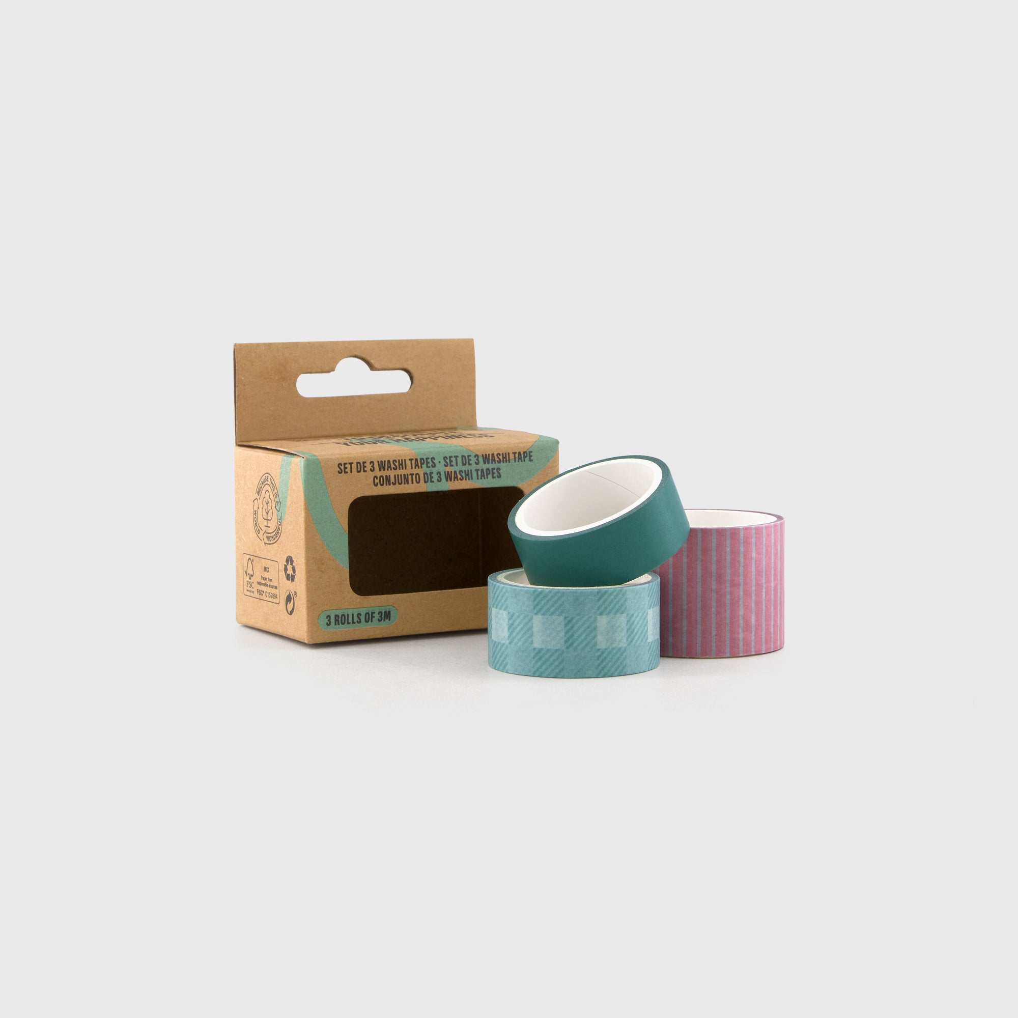 Set of 3 washi tapes to decorate your happiness - Green