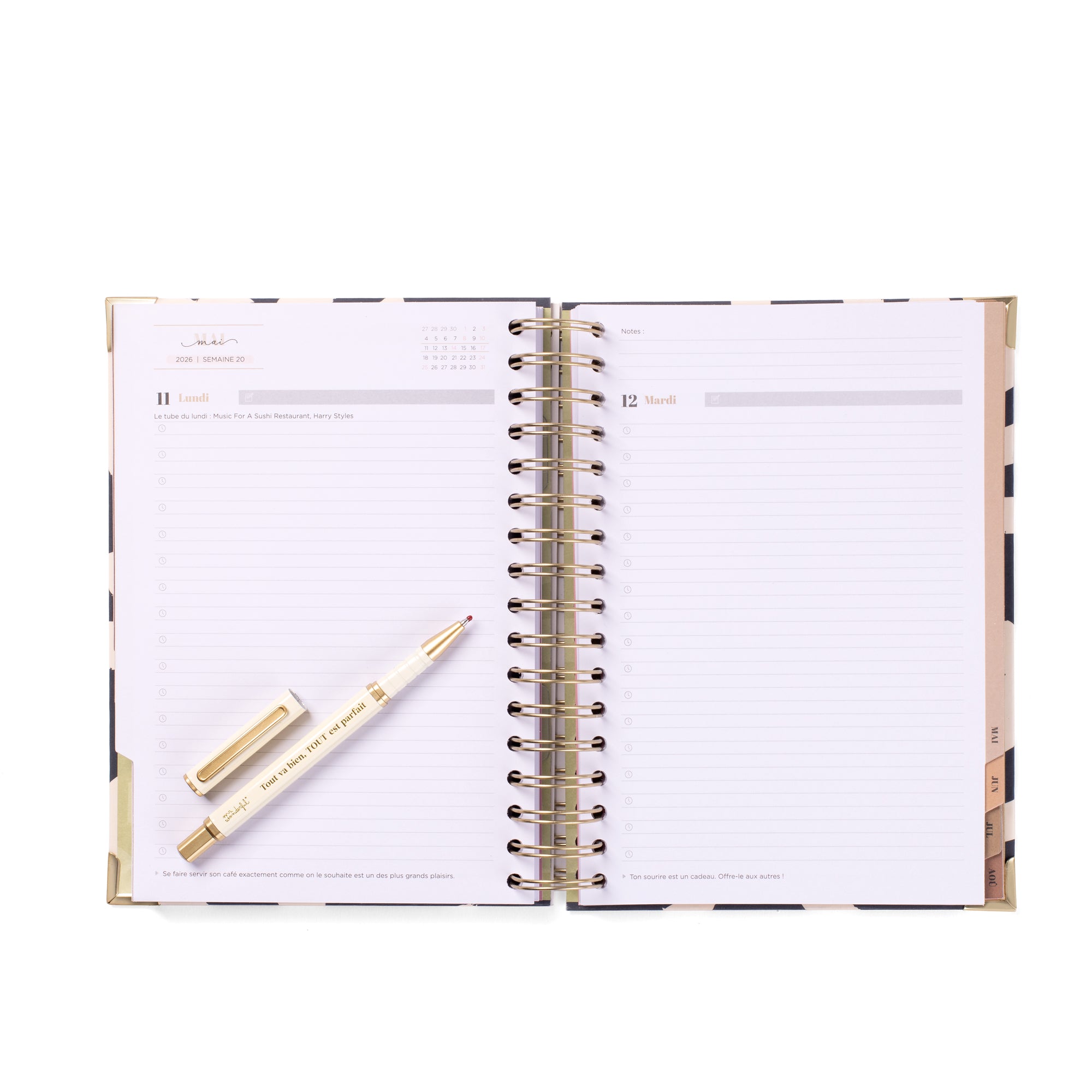 Set d'Agenda Office 2025-26 Journalier + stylo - Tout va bien, tout est parfait