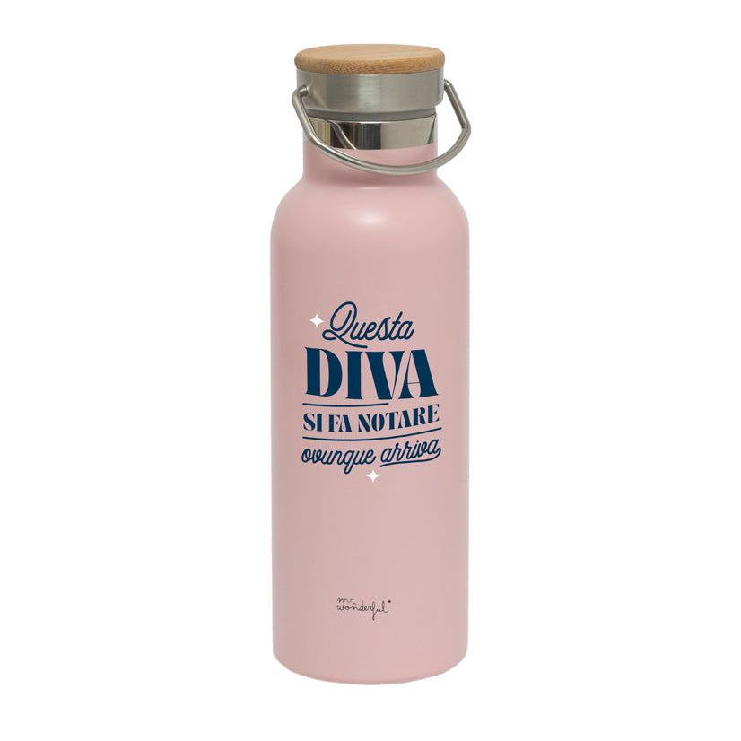Bottiglia termica personalizzabile con messaggio in italiano Mr. Wonderful - Questa diva si fa notare ovunque arriva