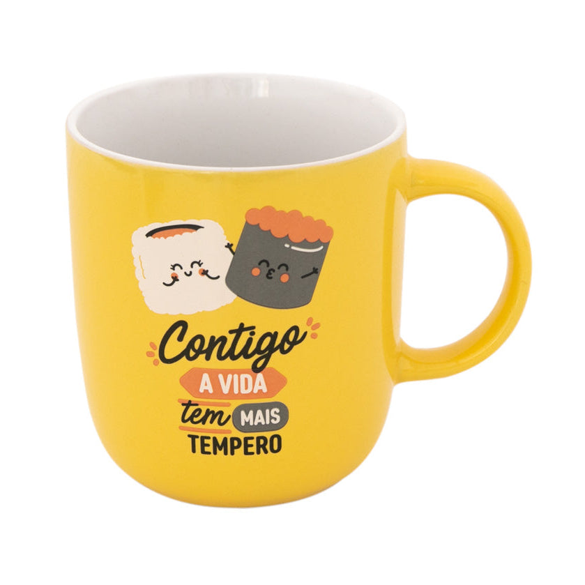 Caneca com mensagem de amor em português Mr. Wonderful - Contigo a vida tem mais tempero