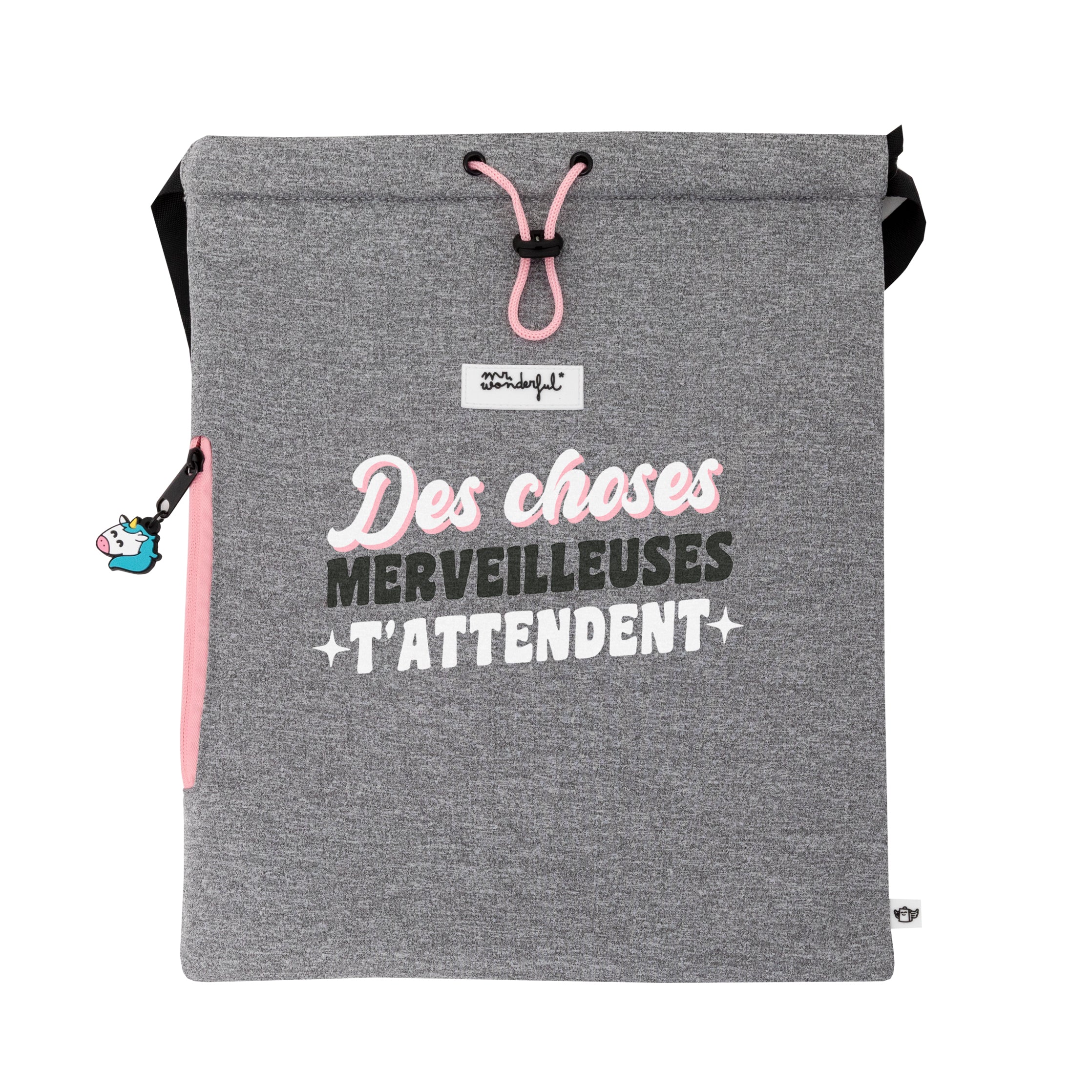 Sac avec cordon de serrage Wonder Licorne - Des choses merveilleuses t'attendent 