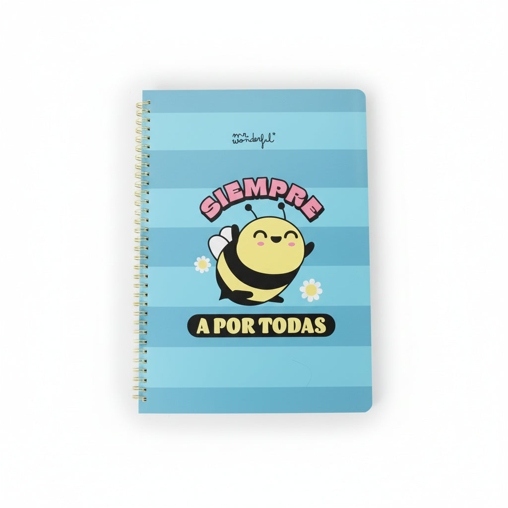 Libreta A5 para la vuelta al cole Abeja Mr. Wonderful - Siempre a por todas