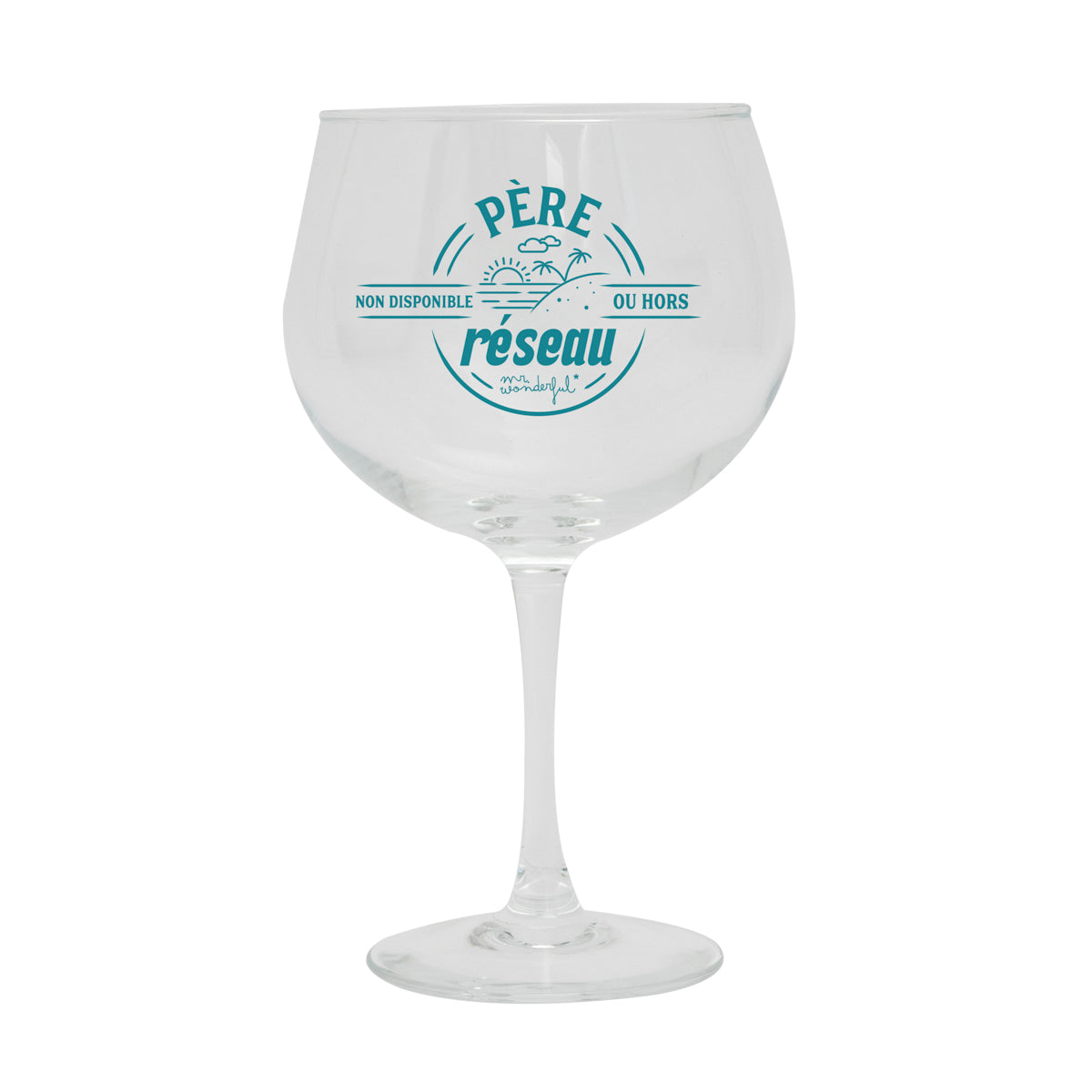 Verre ballon pour gin tonic avec message pour les pères Mr. Wonderful - Père non disponible ou hors réseau