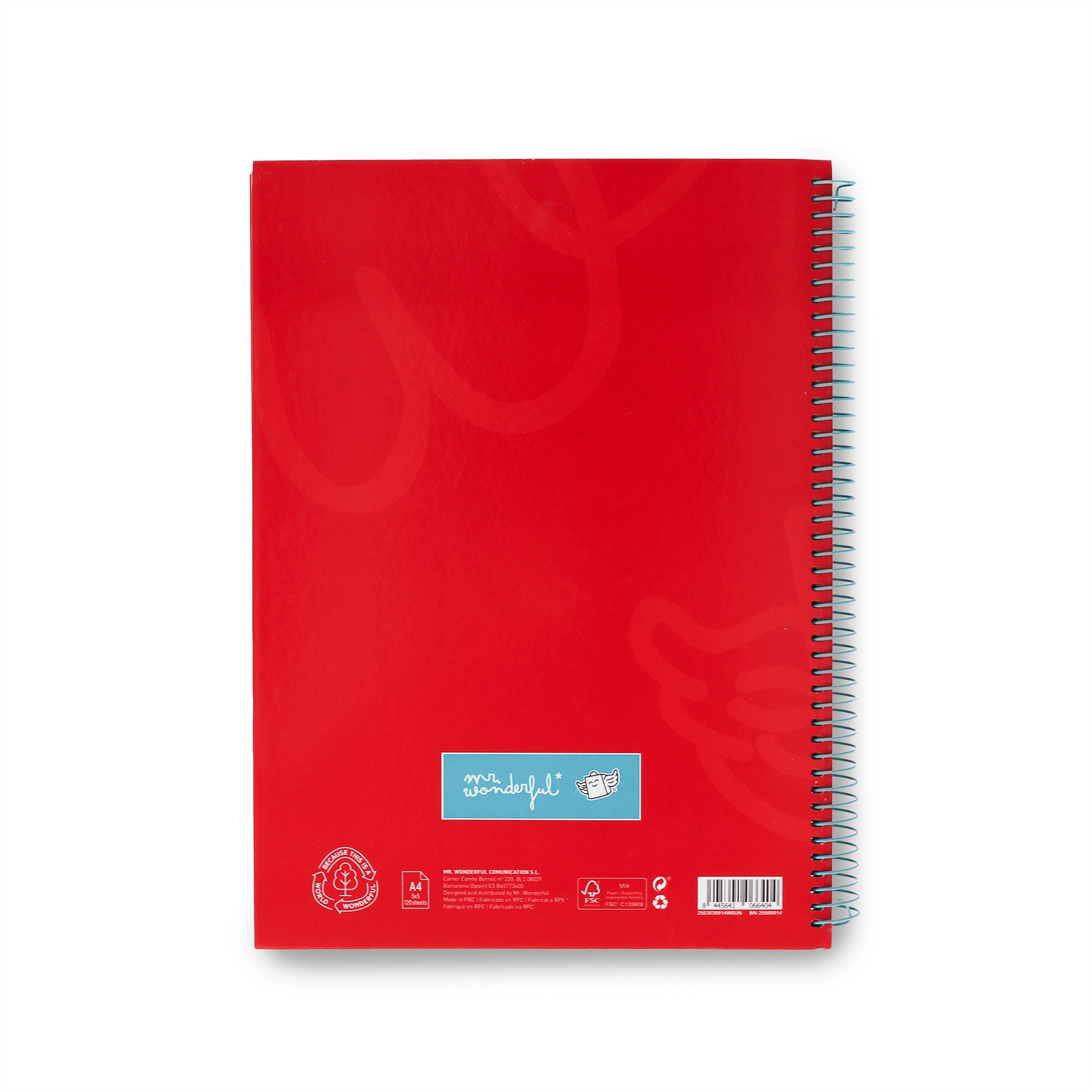 Libreta A4 roja 120 sheets - Grid paper and micro-perforated