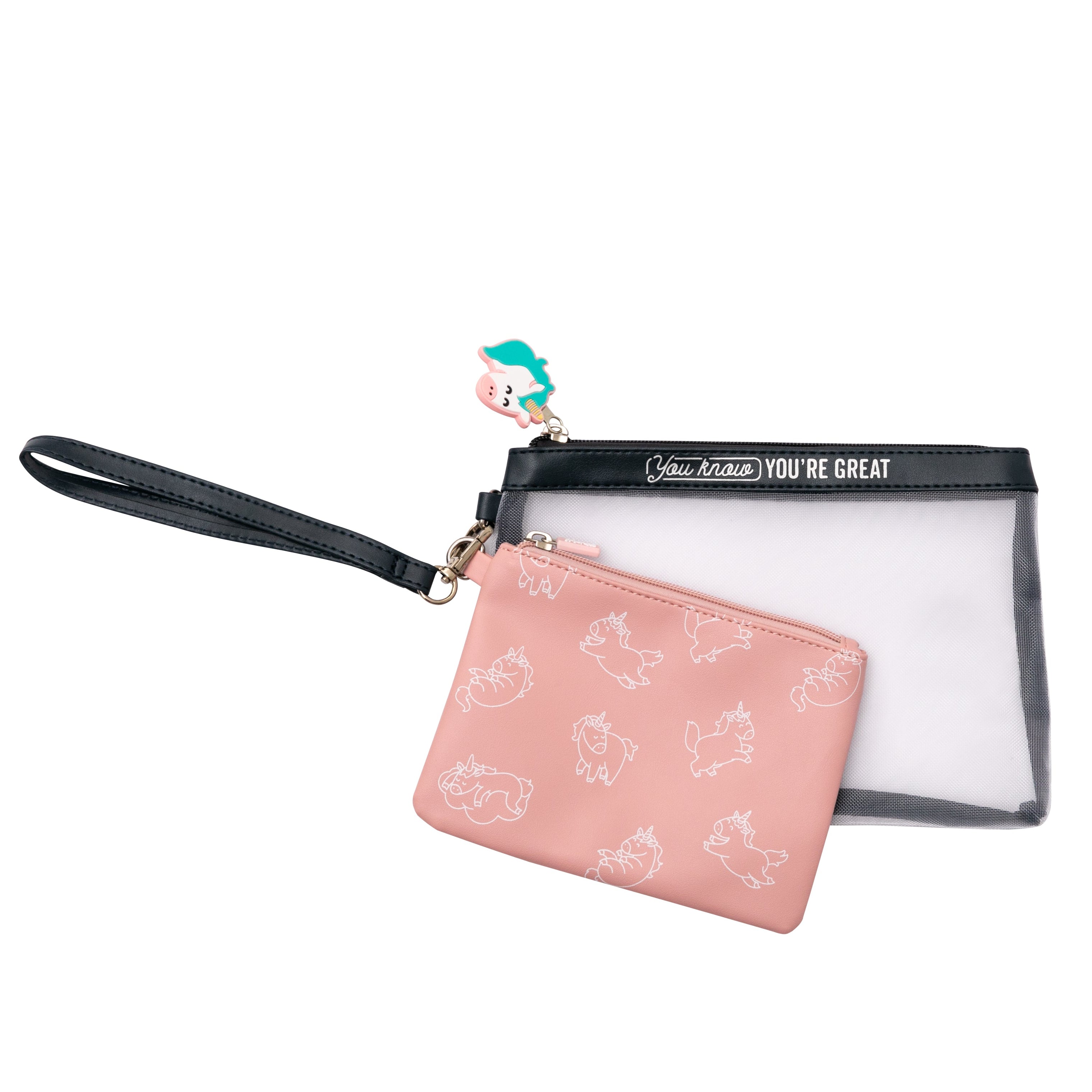 Set de 2 neceseres unicornio con frase Mr. wonderful - You know you’re great