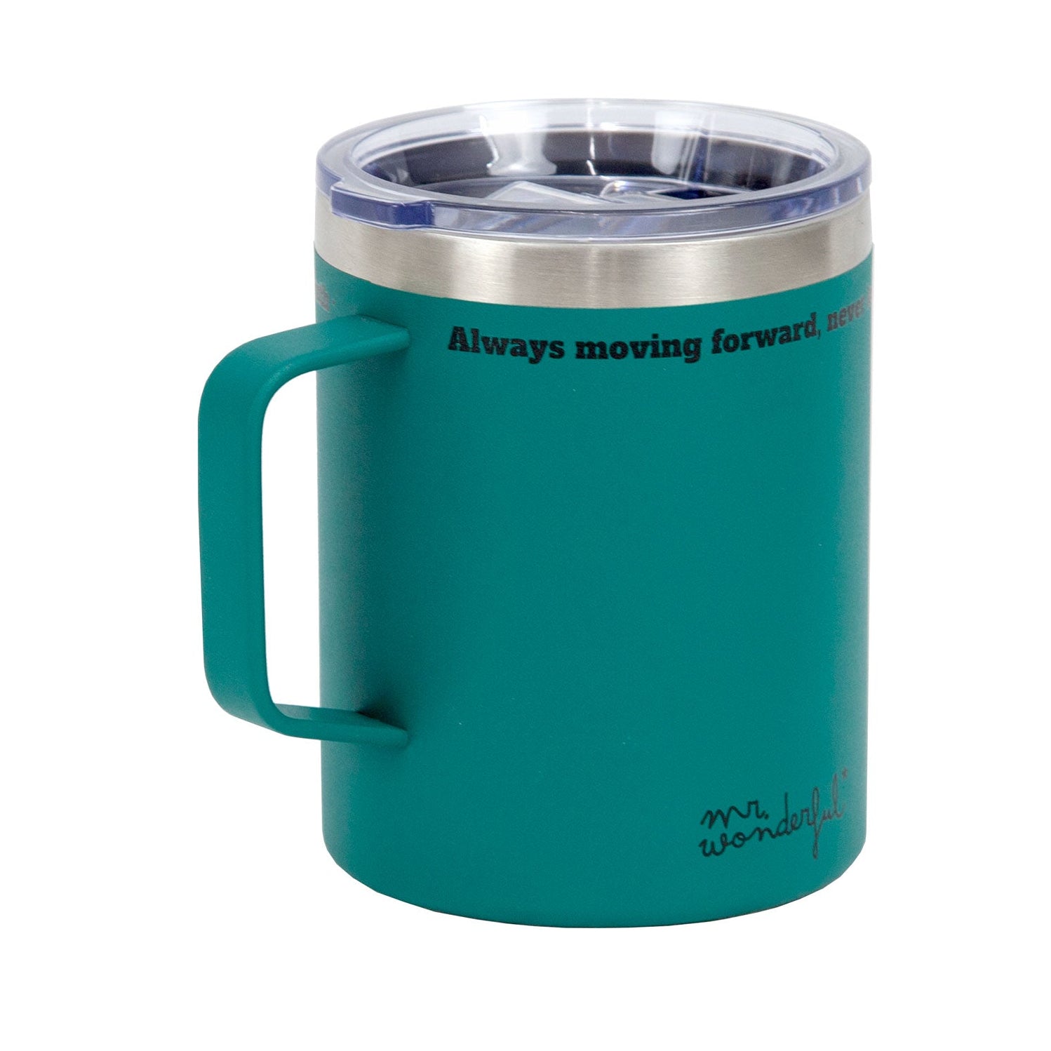 Taza take away térmica con tapa verde - Always moving forward, never losing warmth