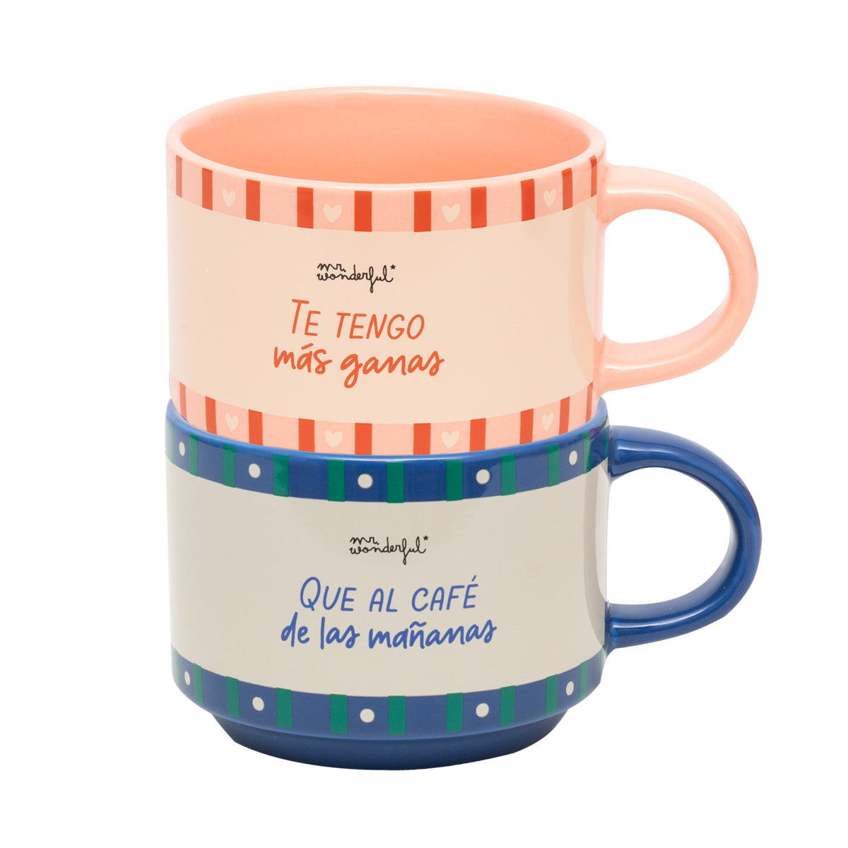 Set de 2 tazas apilables - Te tengo más ganas que al café de las mañanas