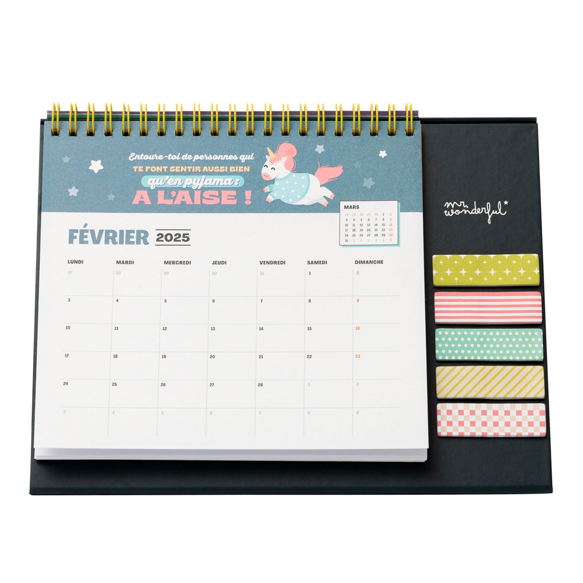 Calendário de mesa perpétuo para dias especiais de magia. 
