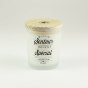 Bougie aromatique avec message en français senteur « moment spécial »