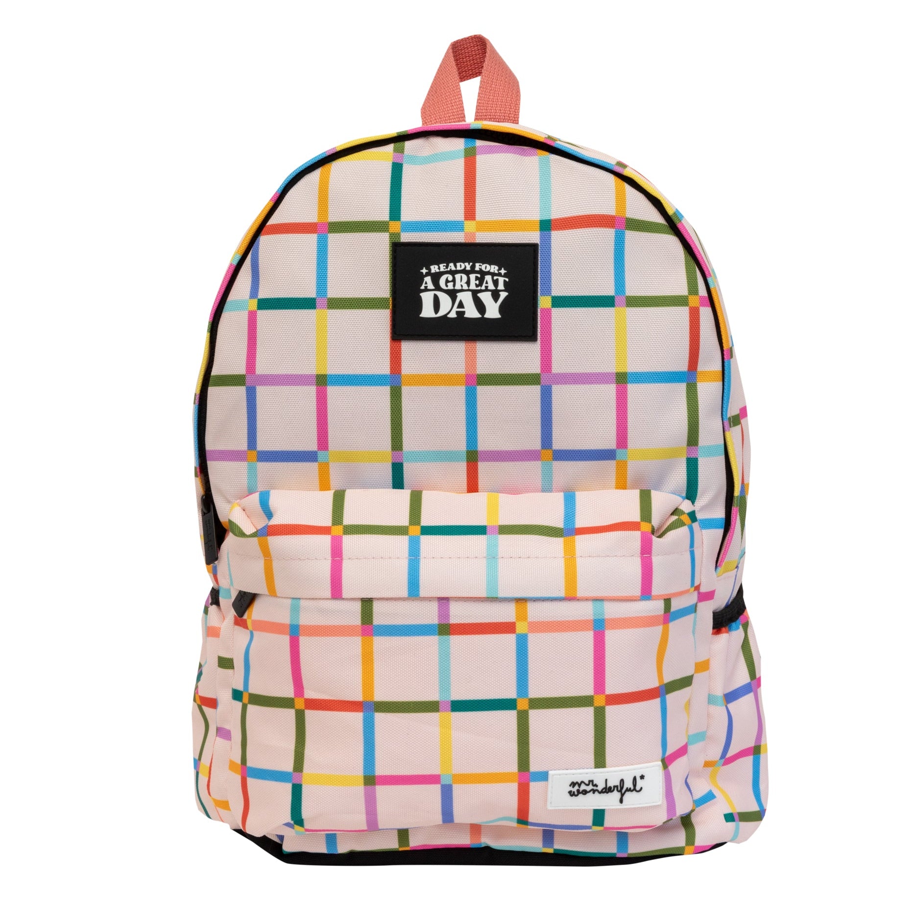 Mochila escolar Urban beige con mensaje Mr. Wonderful - Ready for a great day