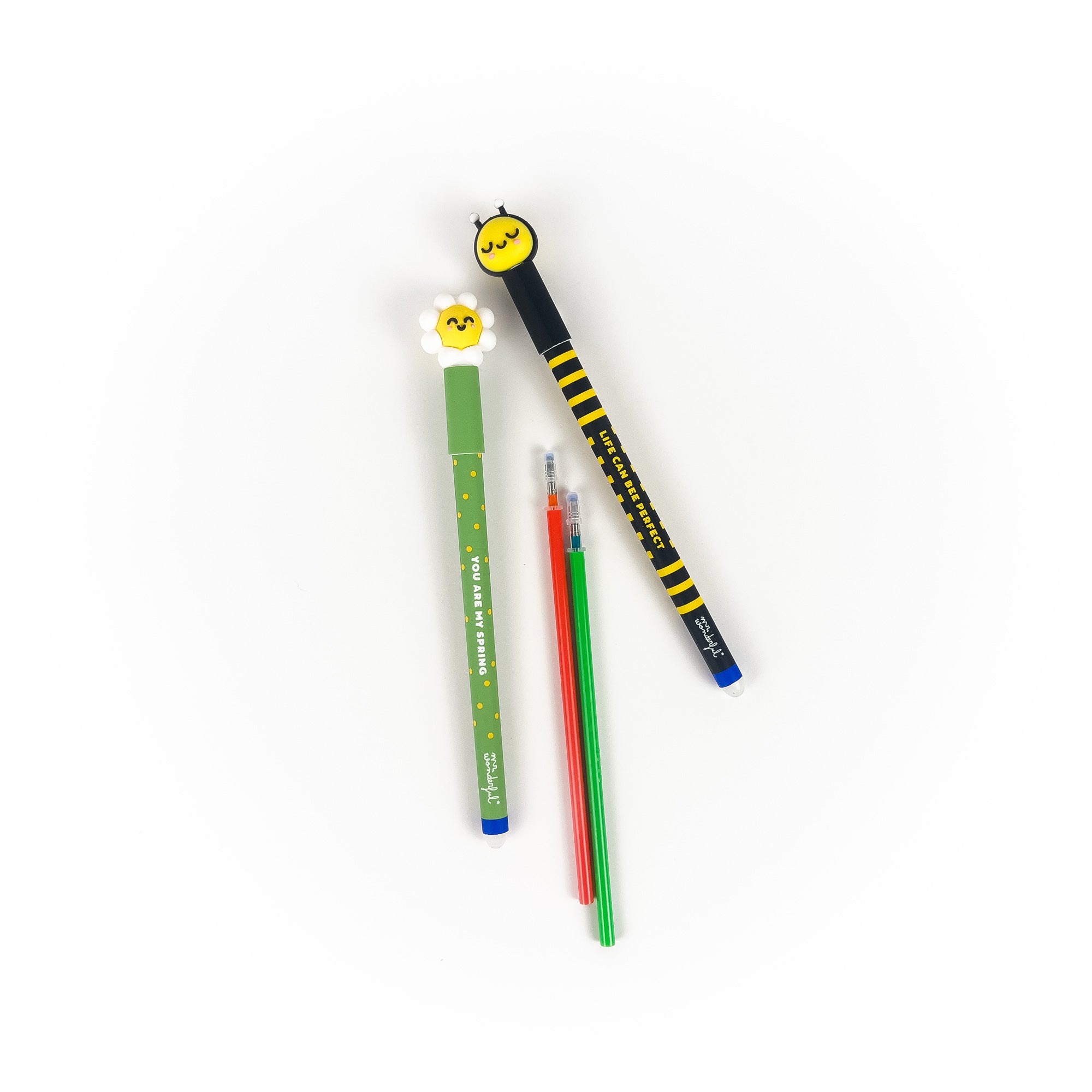 Set of 2 erasable Bo-Bo pens + 2 ink refills - Bee and Daisy