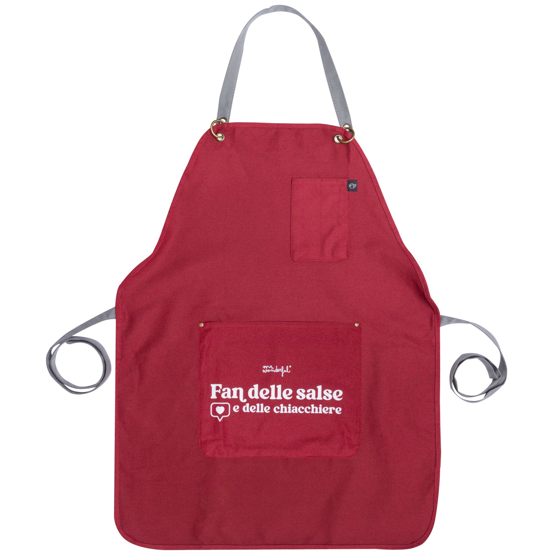 Grembiule con messaggio in italiano Mr. Wonderful - Fan delle salse e delle chiacchiere