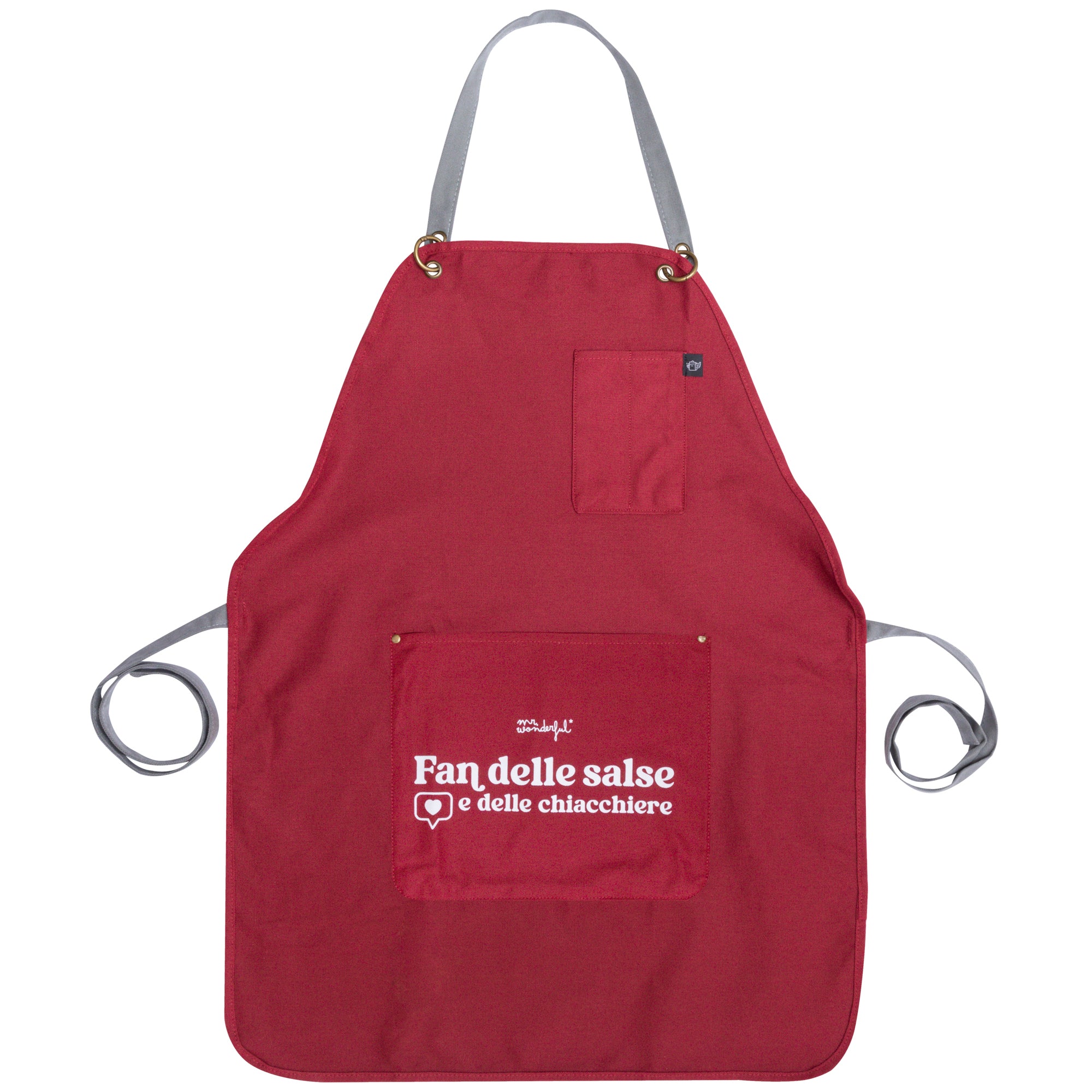 Grembiule con messaggio in italiano Mr. Wonderful - Fan delle salse e delle chiacchiere