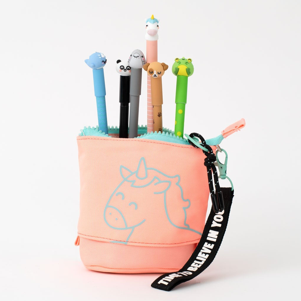Estuche extensible rosa con 6 bolígrafos borrables Bo-Bo Mr. Wonderful
