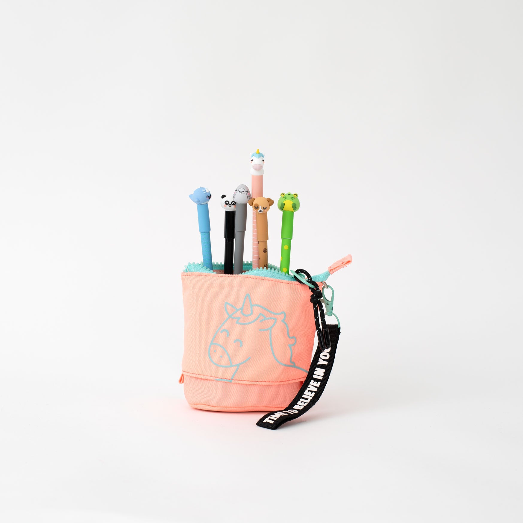 Set de 6 bolis borrables Bo-Bo + estuche extensible rosa - Time to believe in you