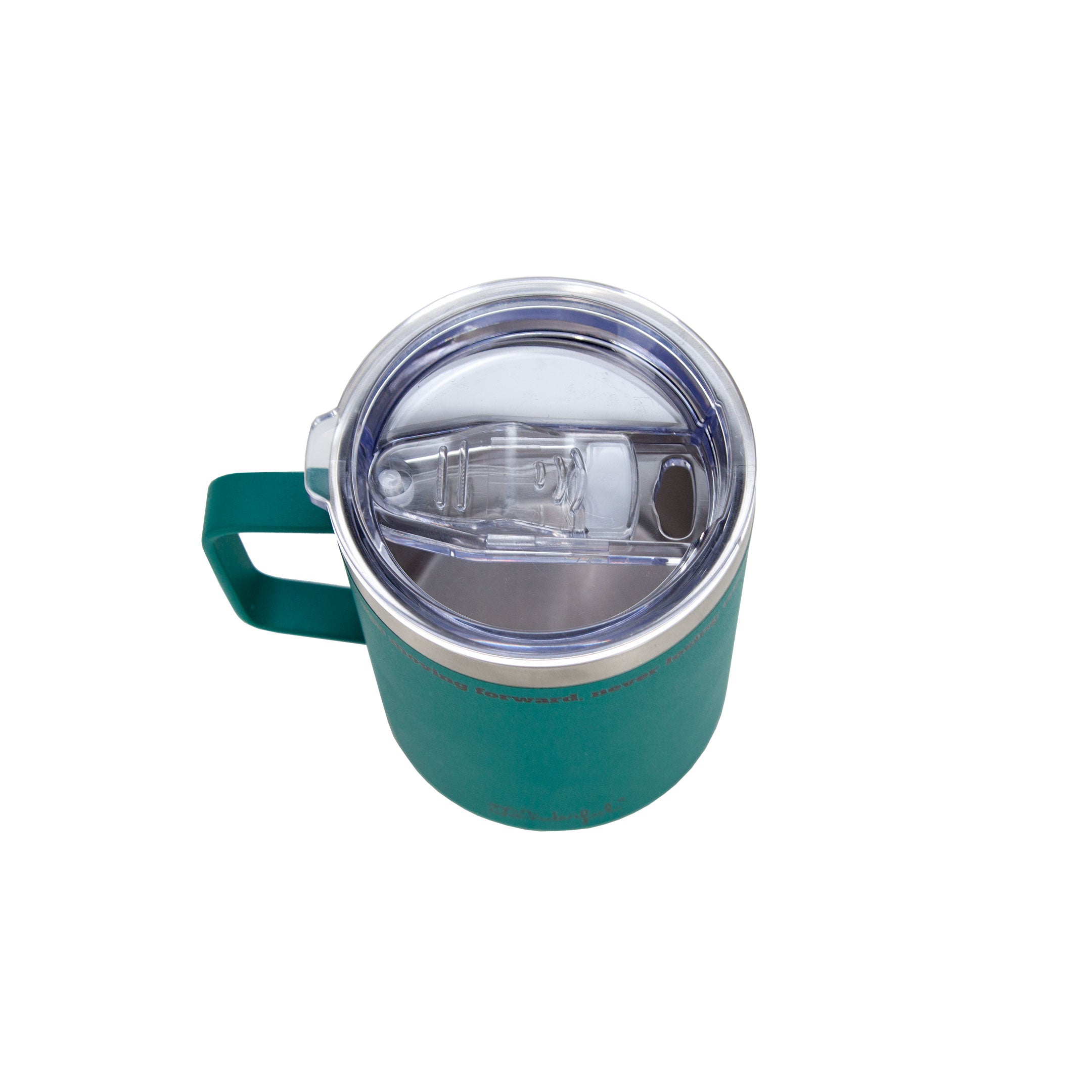 Taza Térmica con asa color verde - Always moving forward, never losing warmth