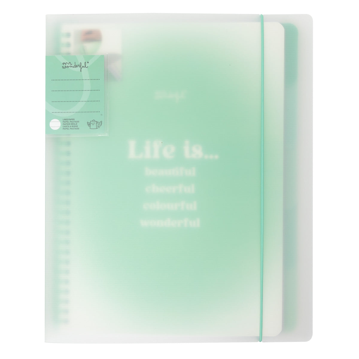 Clear A4 notebook - Life is beautiful, cheerful, colourful, wonderful