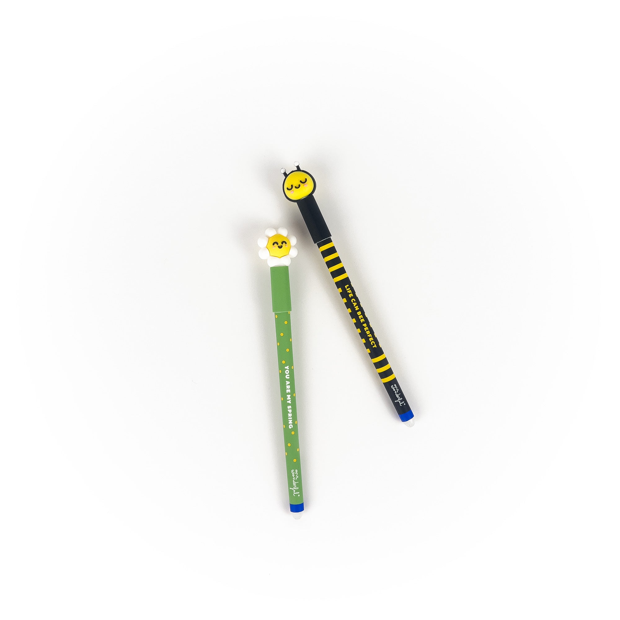 Set of 2 erasable Bo-Bo pens + 2 ink refills - Bee and Daisy