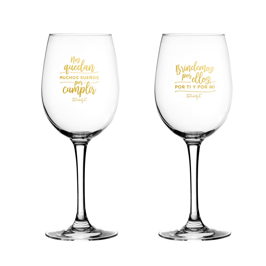 Copas de vino con mensaje para novios de Mr. Wonderful para brindar por lo que os propongáis y más				
