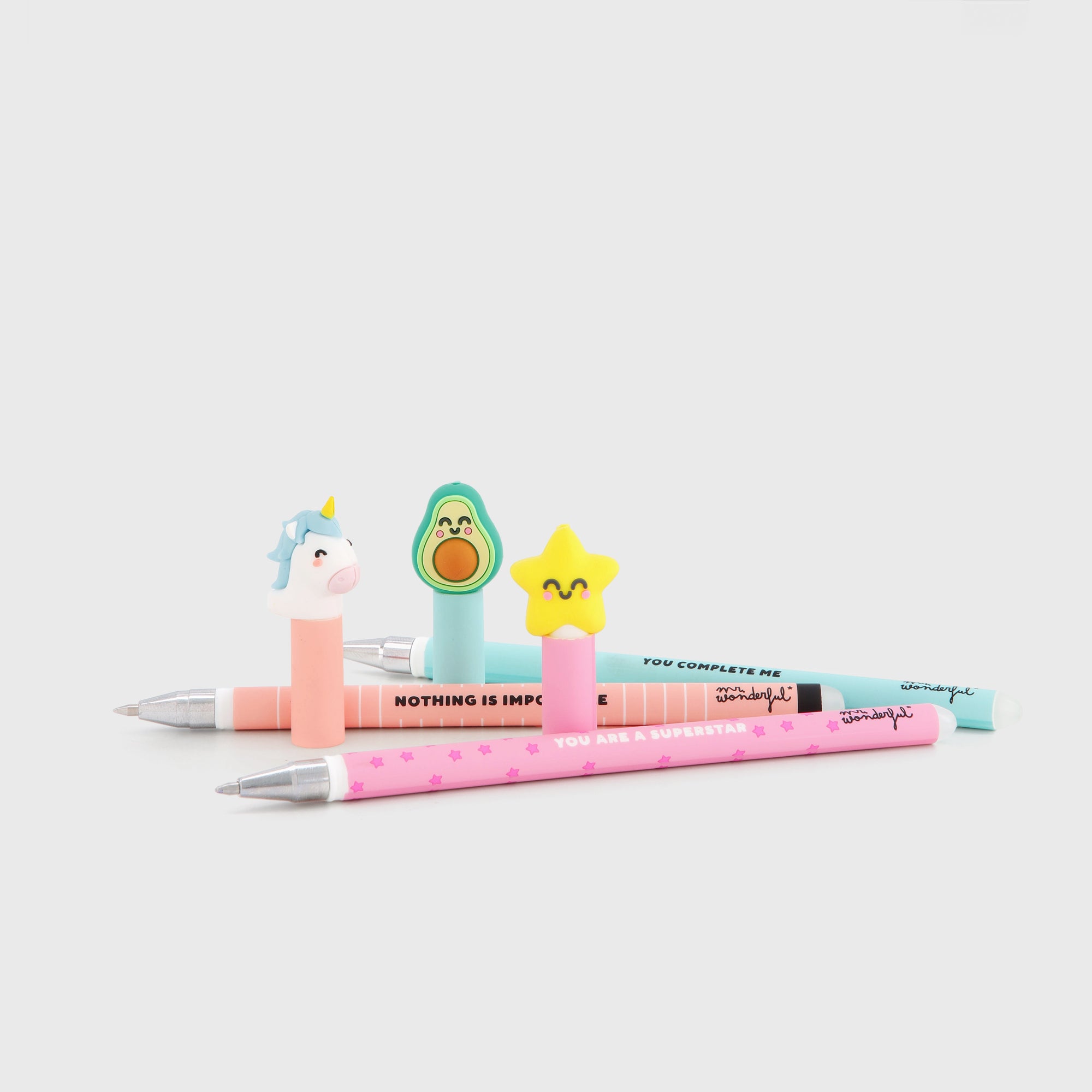Coffret de stylos effaçables Bo-Bo : Étoile, avocat et licorne