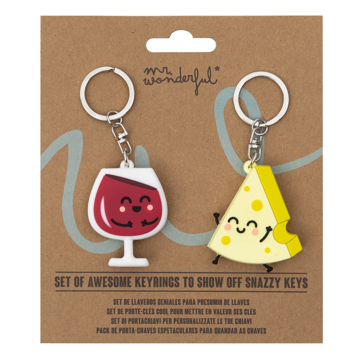 Set de 2 llaveros - Vino y queso