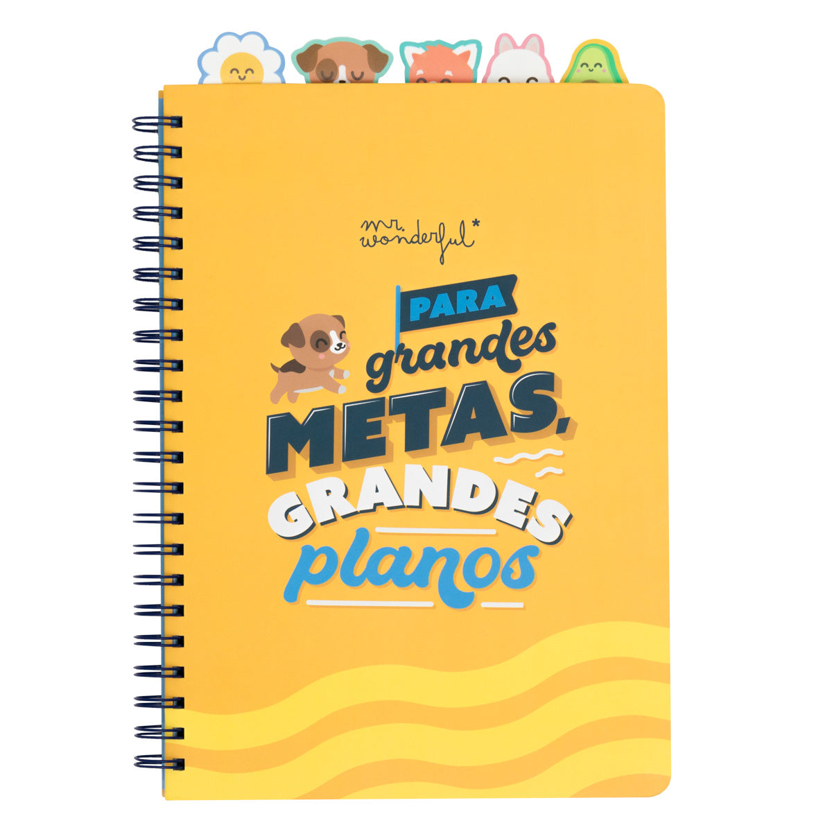 Caderno A4 com separadores com aba - Para grandes metas, grandes planos.