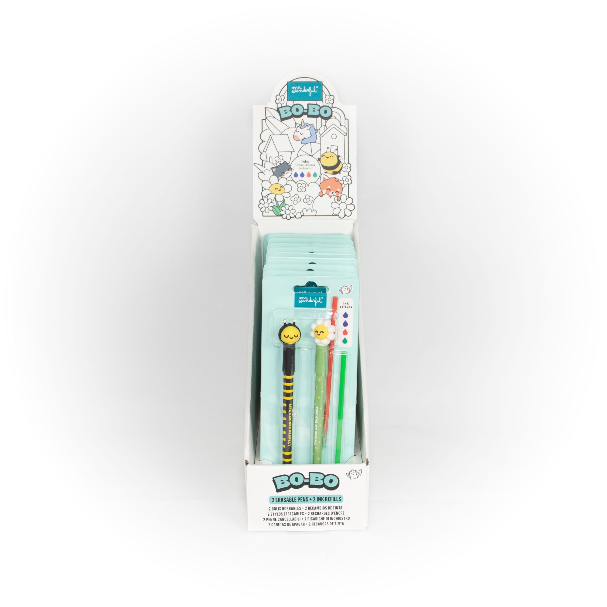 Set of 2 erasable Bo-Bo pens + 2 ink refills - Bee and Daisy