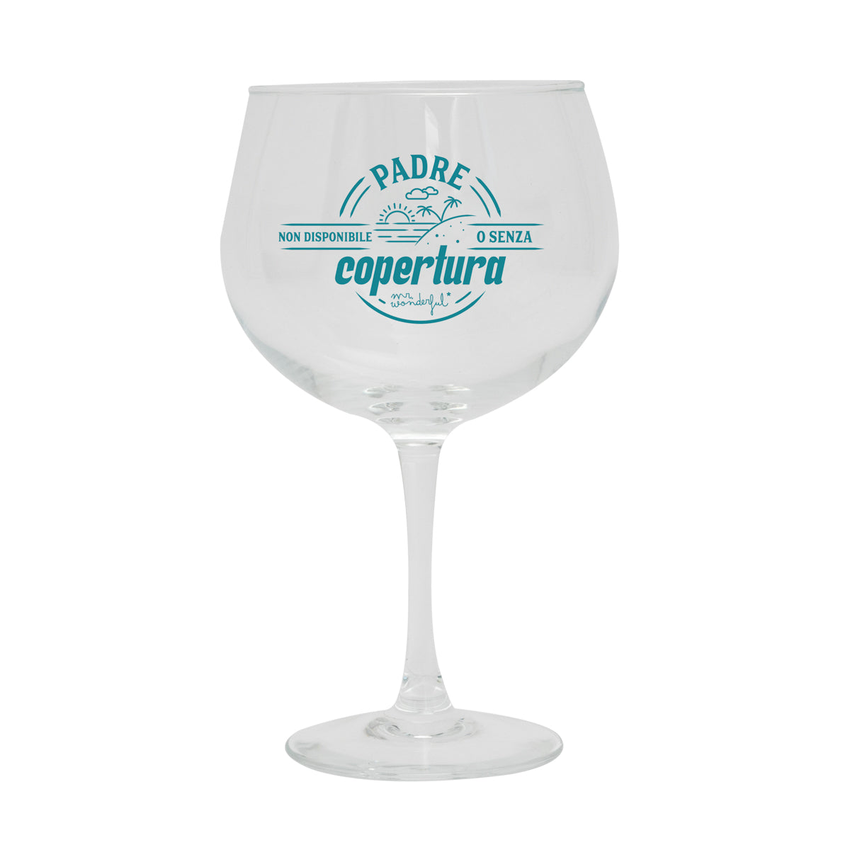 Bicchiere ballon per gin tonic con messaggio per i papà Mr. Wonderful - Padre non disponibile o senza copertura