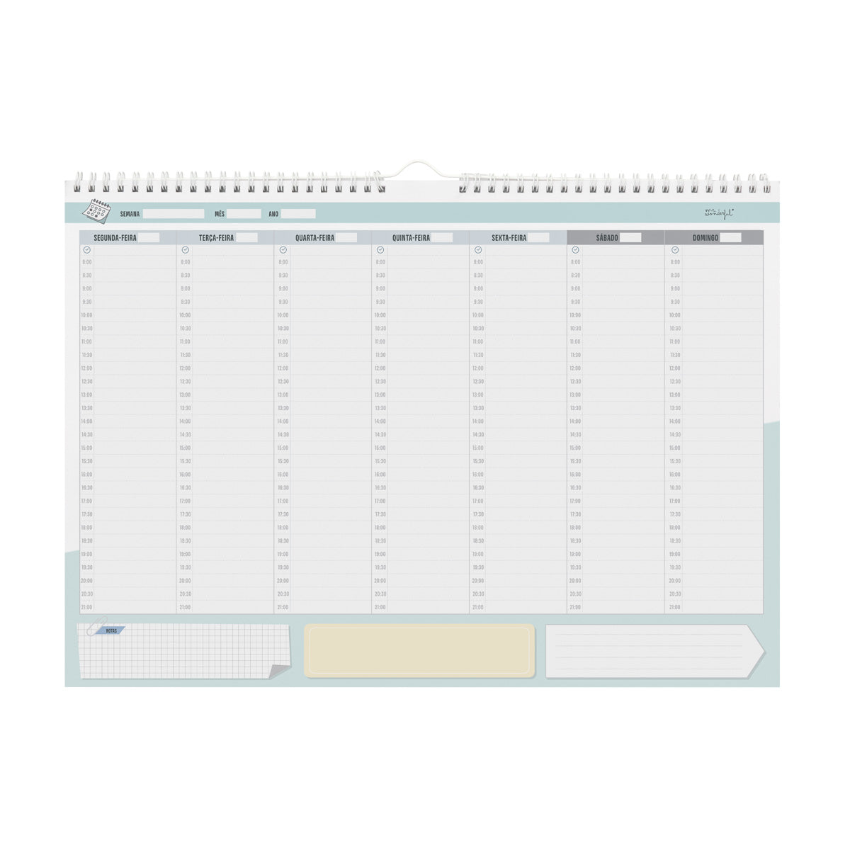 Organizador semanal por hora - Todos os seus planos 