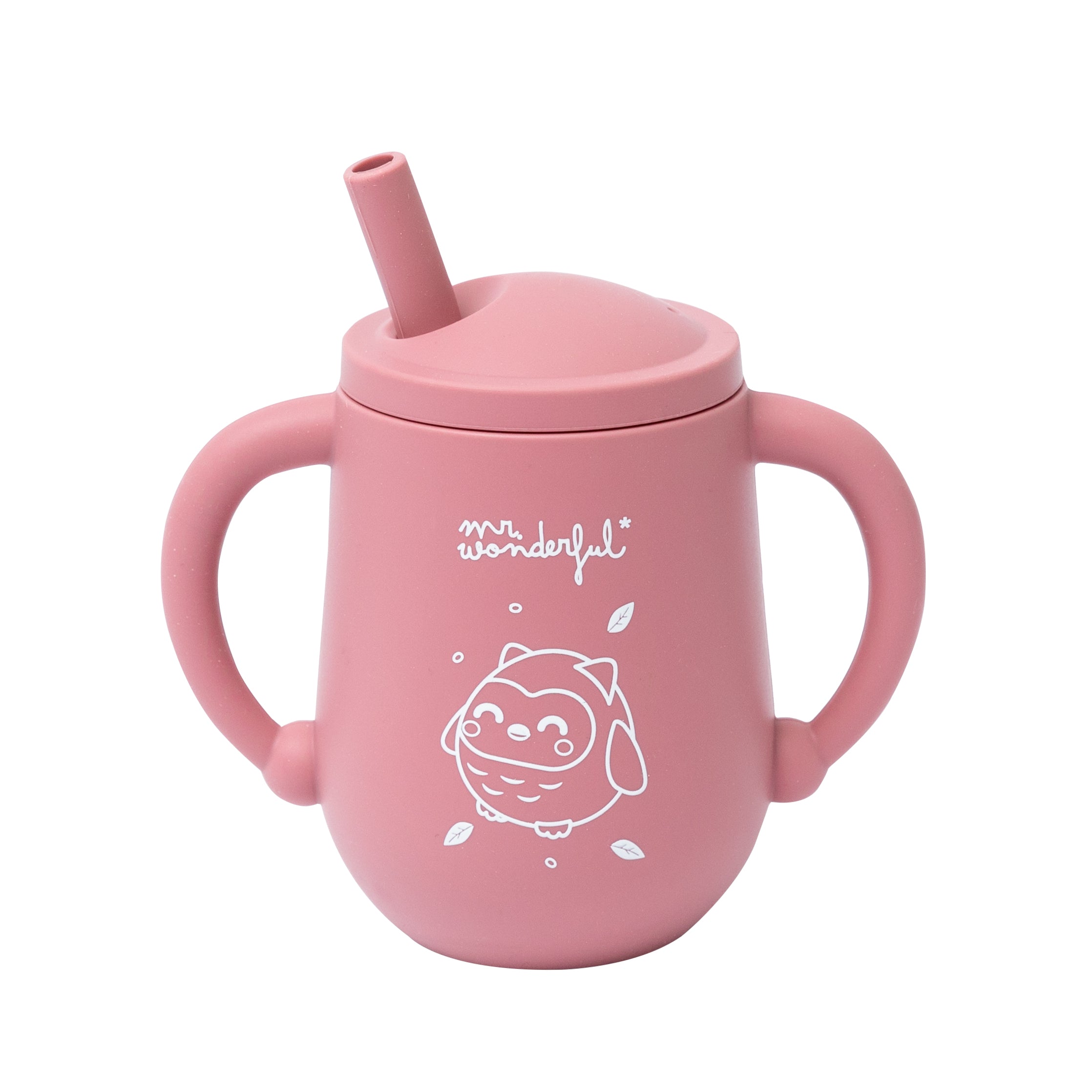 Spill-proof baby cup - Pink owl