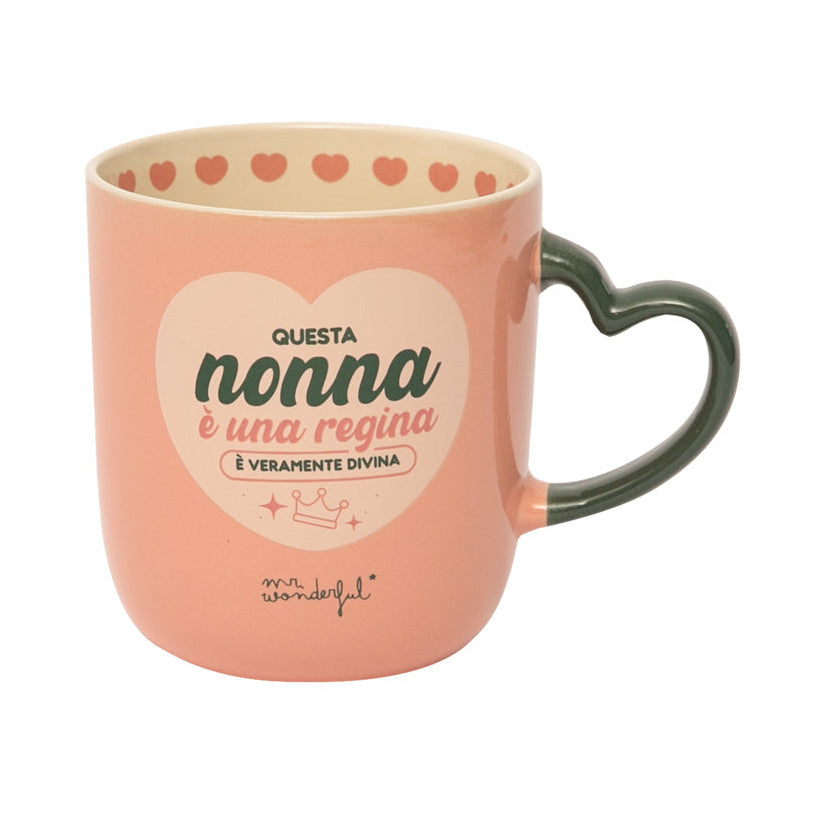 Tazza con messaggio in italiano per le nonne Mr. Wonderful Festa della Mamma - Questa nonna è una regina, è veramente divina