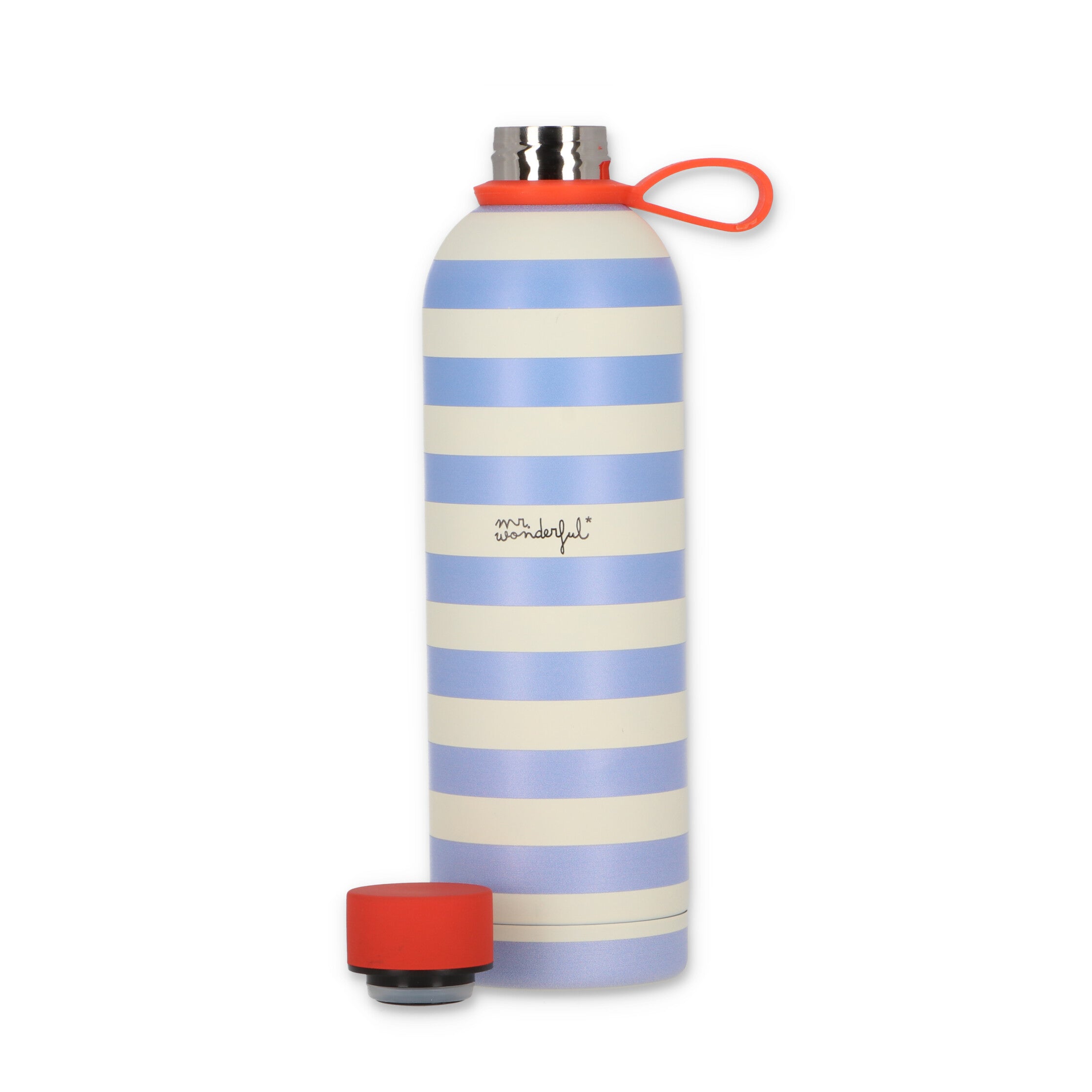 Thermal bottle blue and beige stripes - Walking on sunshine