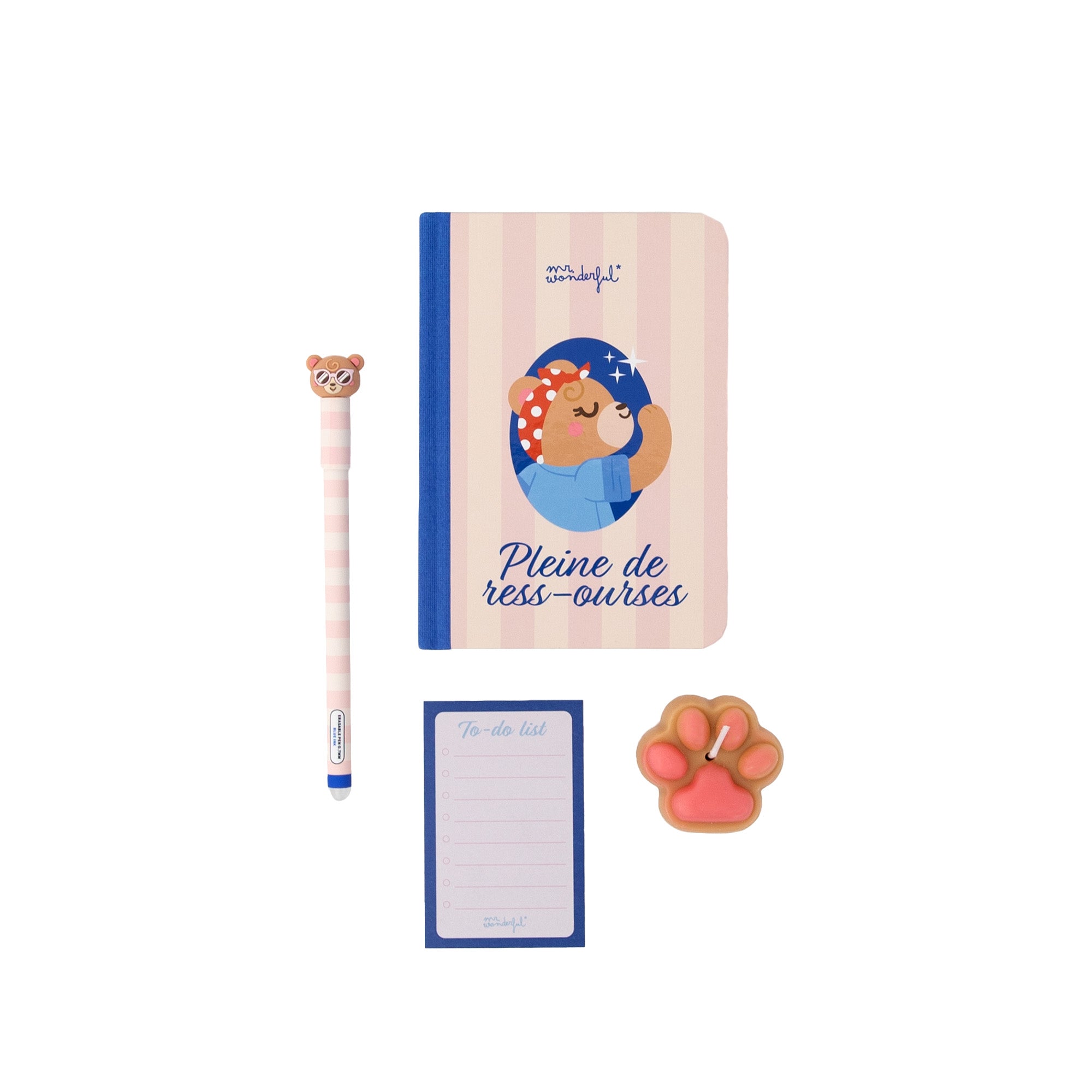 Kit cahier A6 + stylo effaçable Bo-Bo + bougie + to-do list - Pleine de ress-ourses