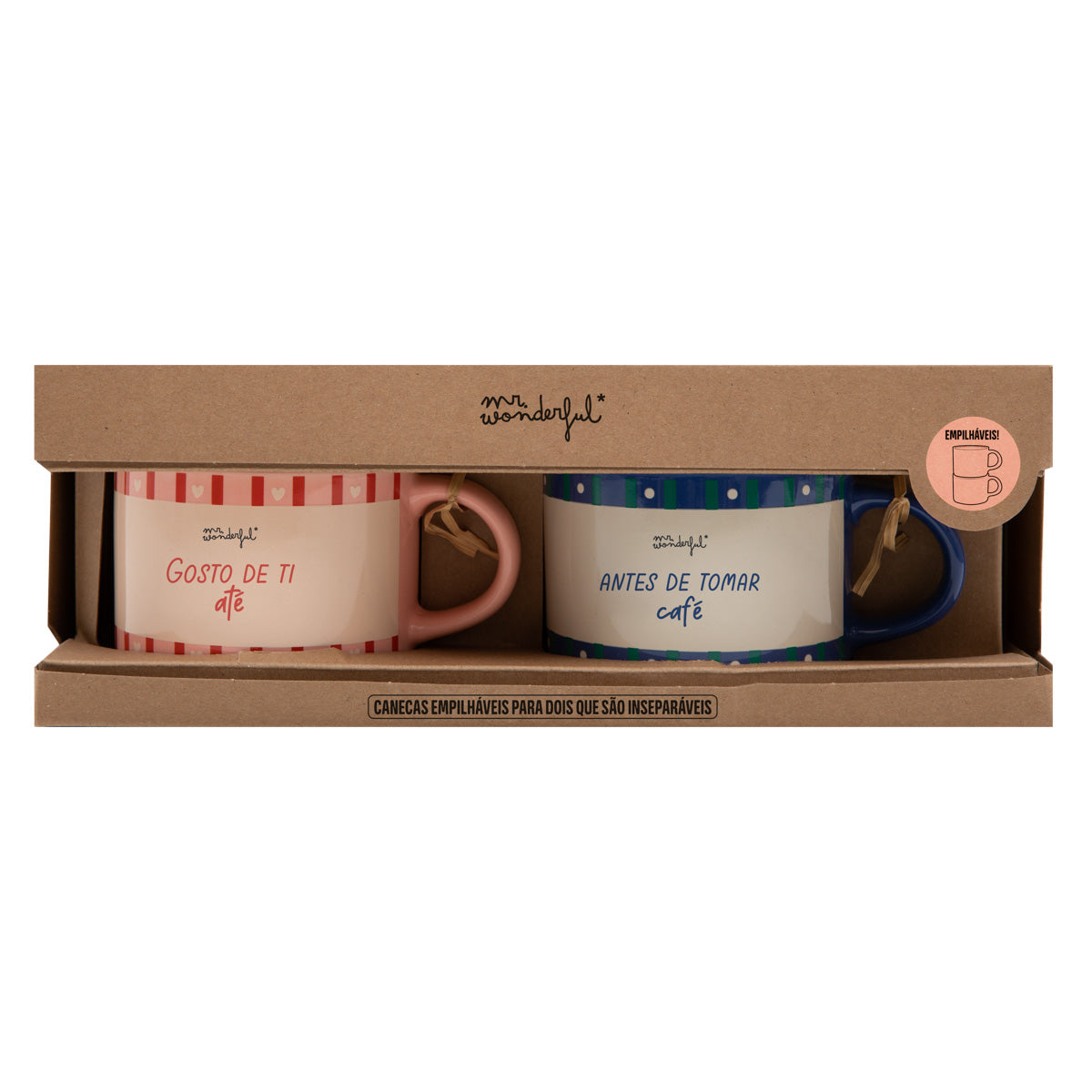 Pack de 2 canecas empilháveis - Gosto de ti até antes de tomar café