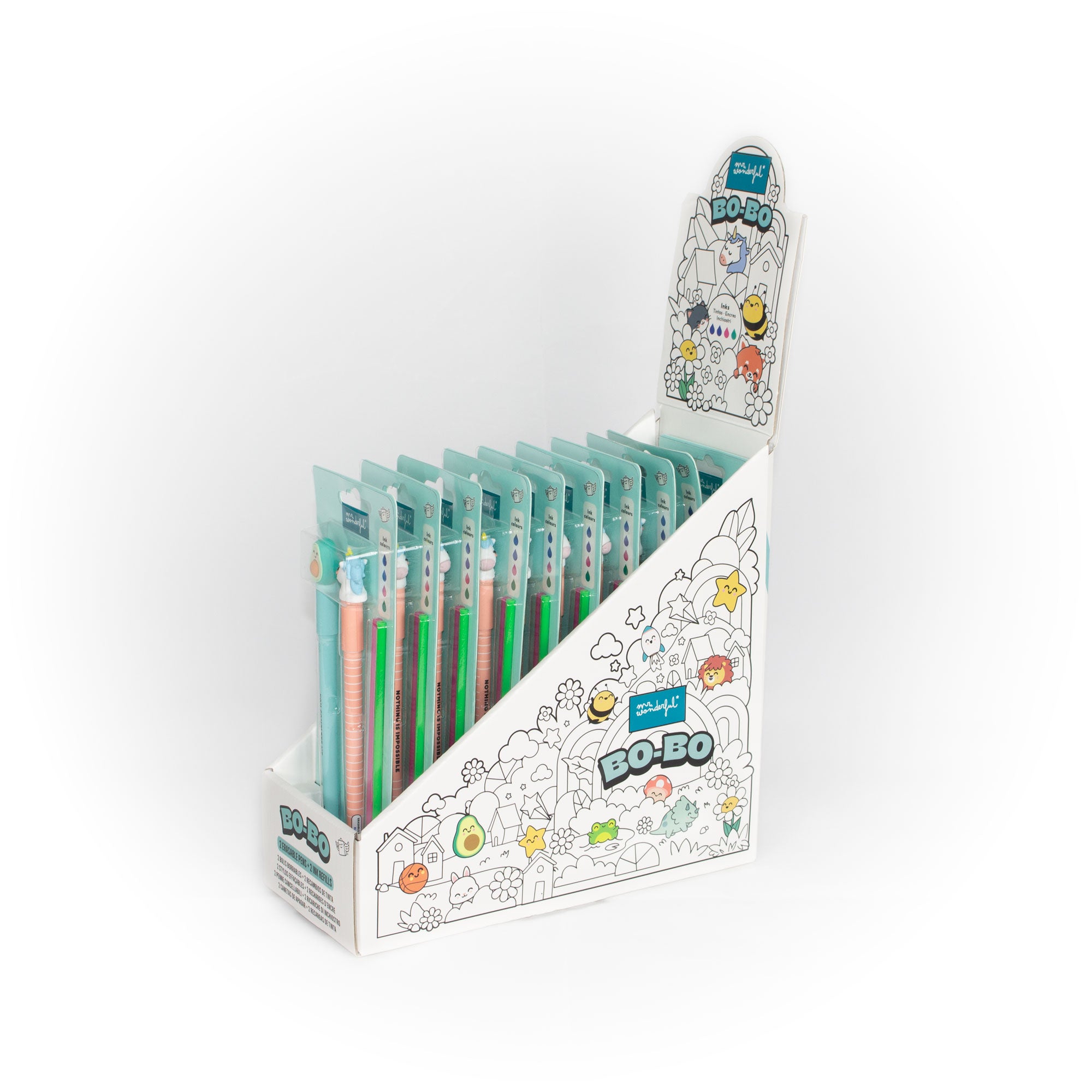 Set de 2 Bolis borrable Bo-Bo + 2 refills - Unicorn and Avocado