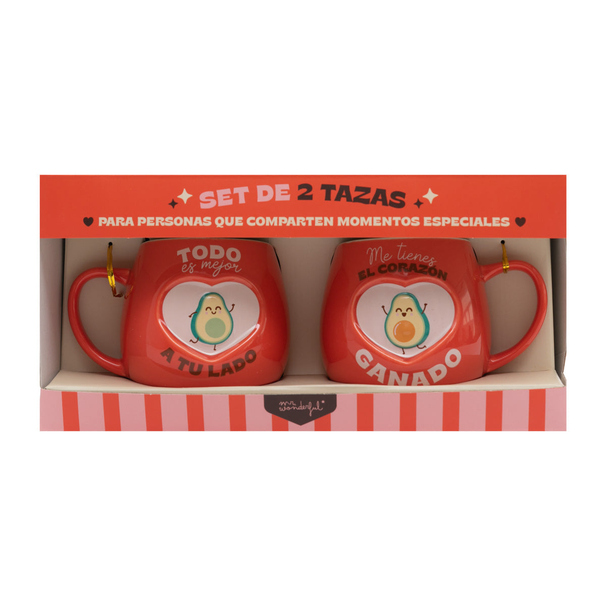 Set de 2 tazas - Todo es mejor a tu lado. Me tienes el corazón ganado